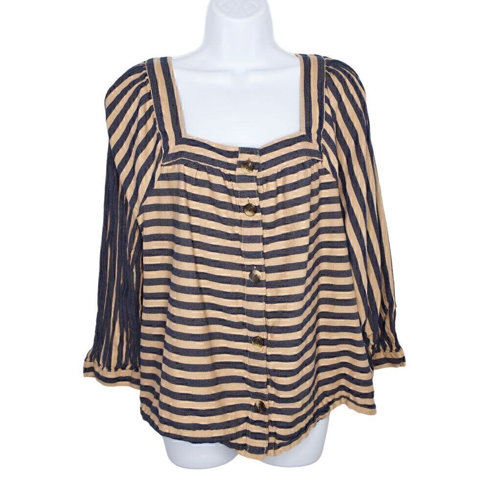 Striped Blue and Tan Women's Top
